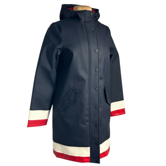 BODEN Morris Waterproof Mac insulated rain coat NAVY RED WHITE SIZE US 6 UK 10 - Picture 7 of 13